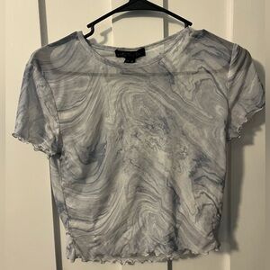Charlotte Russe Gray Marble Short Sleeve Top